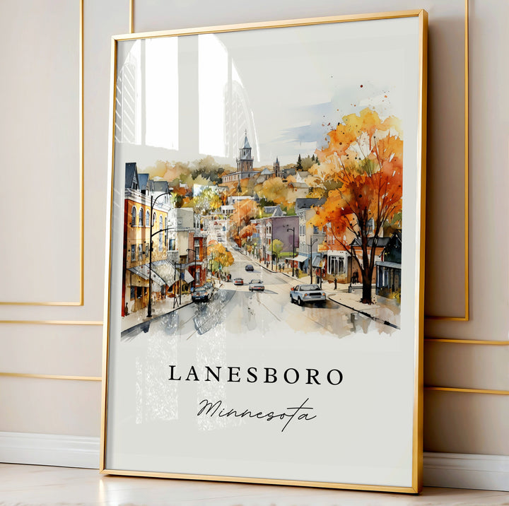 Lanesboro MN wall art - Minnesota, Lanesboro poster print, Lanesboro Wedding gift, Birthday present, Custom Text, Perfect Gift