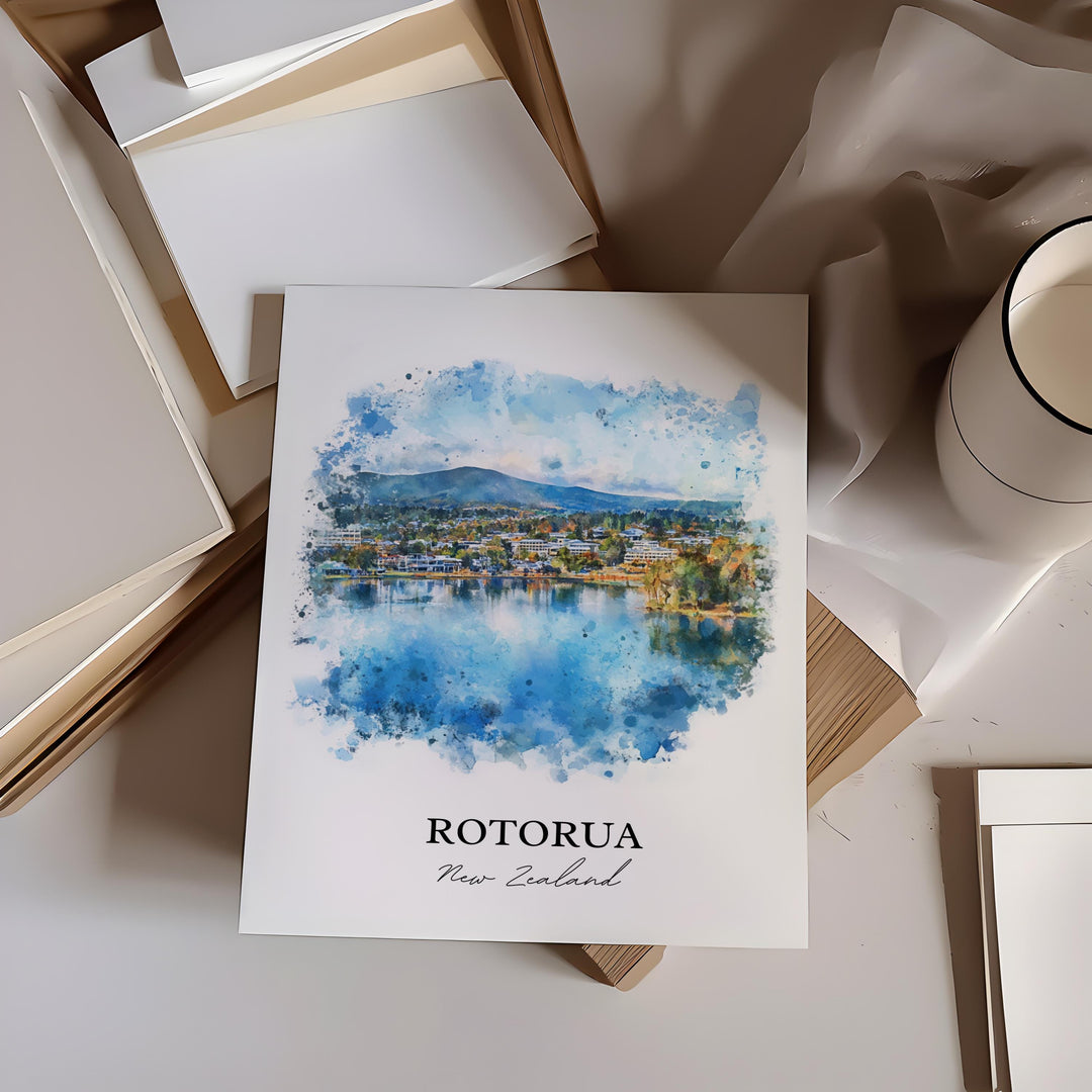 Rotorua, New Zealand – Watercolor Art Print