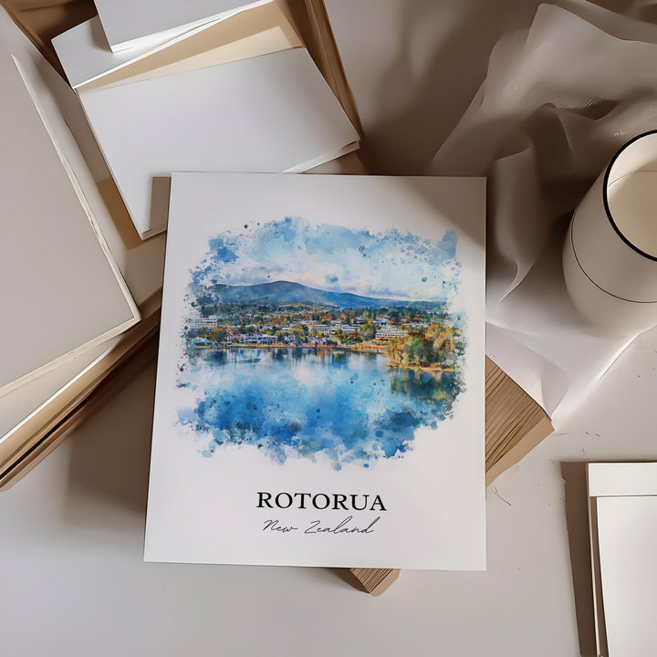 Rotorua, New Zealand – Watercolor Art Print