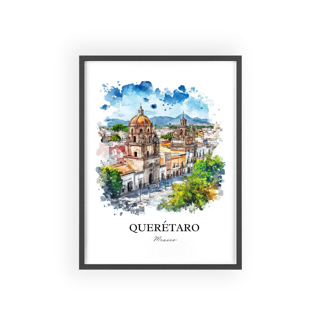 Querétaro Wall Art, Bajío Region Print, Mexico Watercolor Art, Santiago de Querétaro Gift, Travel Print, Travel Poster, Housewarming Gift