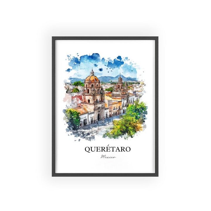 Querétaro Wall Art, Bajío Region Print, Mexico Watercolor Art, Santiago de Querétaro Gift, Travel Print, Travel Poster, Housewarming Gift
