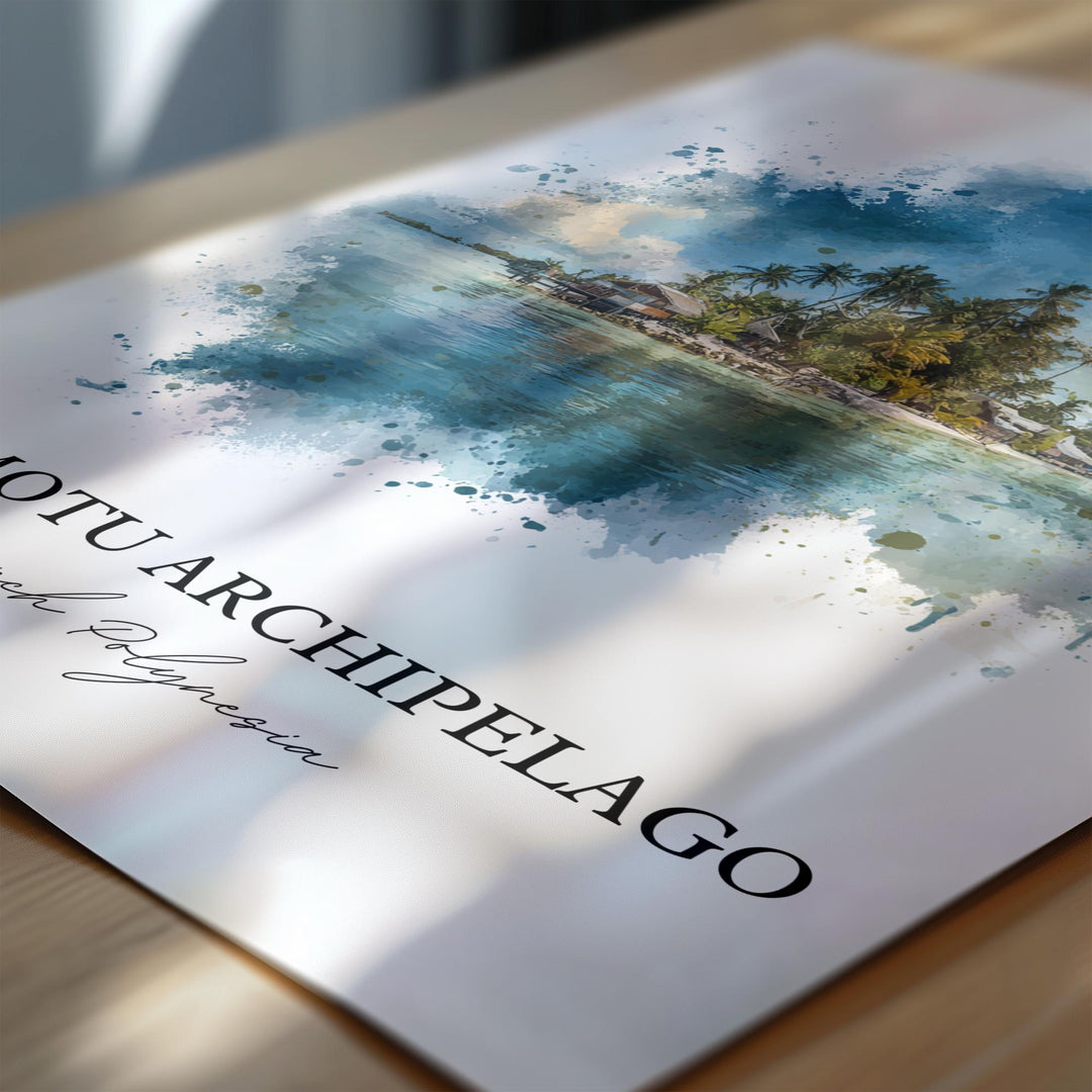 Tuamotu Archipelago Wall Art, Tuamotu Print, Polynesia Watercolor Art, French Polynesia Gift, Travel Print, Travel Poster, Housewarming Gift