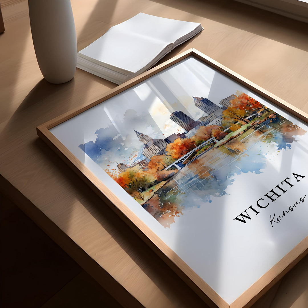 Wichita Kansas wall art - Kansas, Wichita poster, Wichita Wedding gift, Wichita Cityscape Birthday present, Custom Text, Personalized Gift