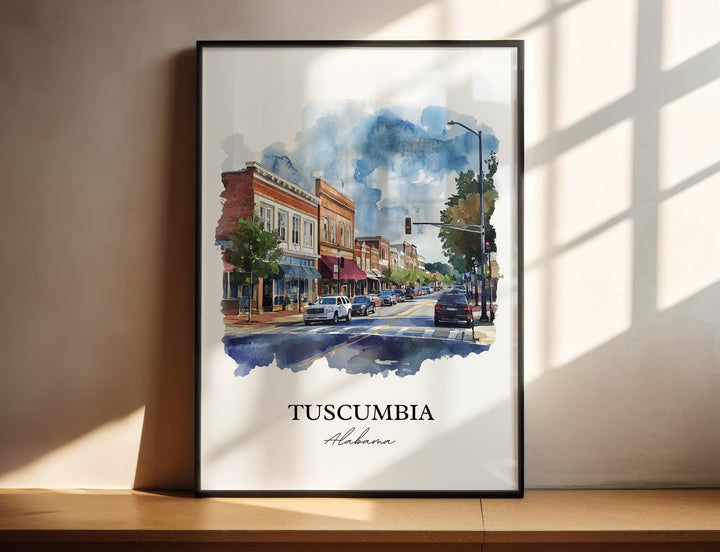 Tuscumbia AL Wall Art, Colbert County AL Print, Alabama Watercolor Art, Tuscumbia Gift, Travel Print, Travel Poster, Housewarming Gift
