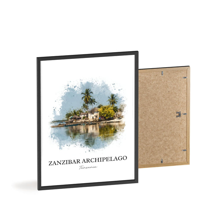 Zanzibar Wall Art, Zanzibar Print, Zanzibar Watercolor Art, Tanzania Gift, Tanzania Travel Print, Travel Poster, Housewarming Gift