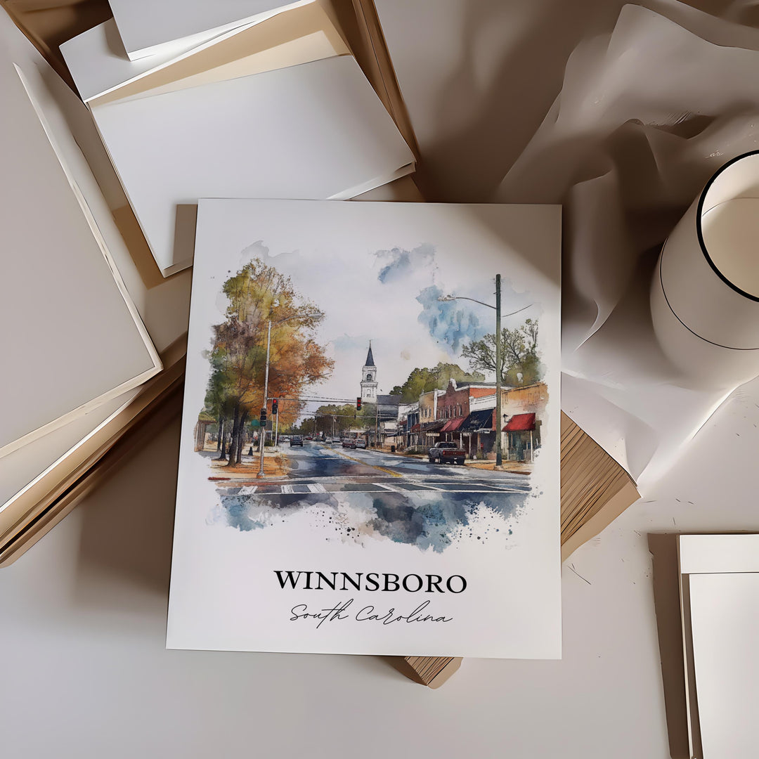 Winnsboro, South Carolina – Watercolor Art Print