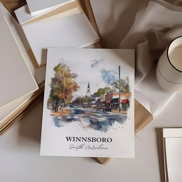 Winnsboro, South Carolina – Watercolor Art Print