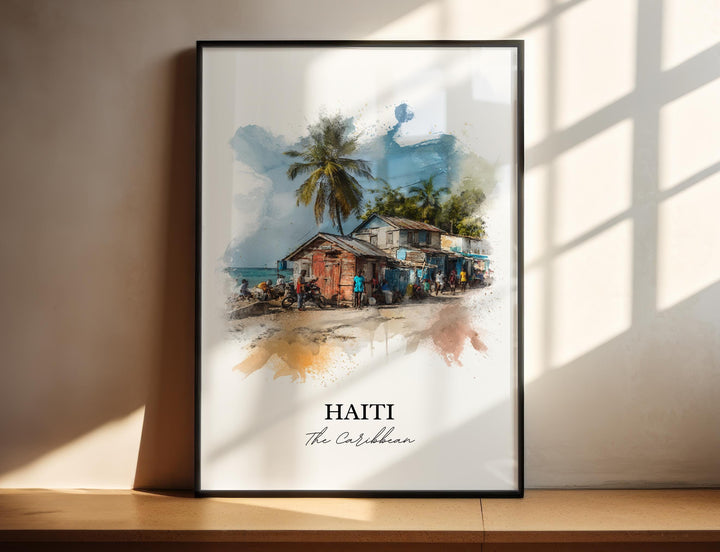 Haiti Wall Art, Haiti Print, Haiti Watercolor Art, Caribbean Islands Gift, Travel Print, Travel Poster, Housewarming Gift