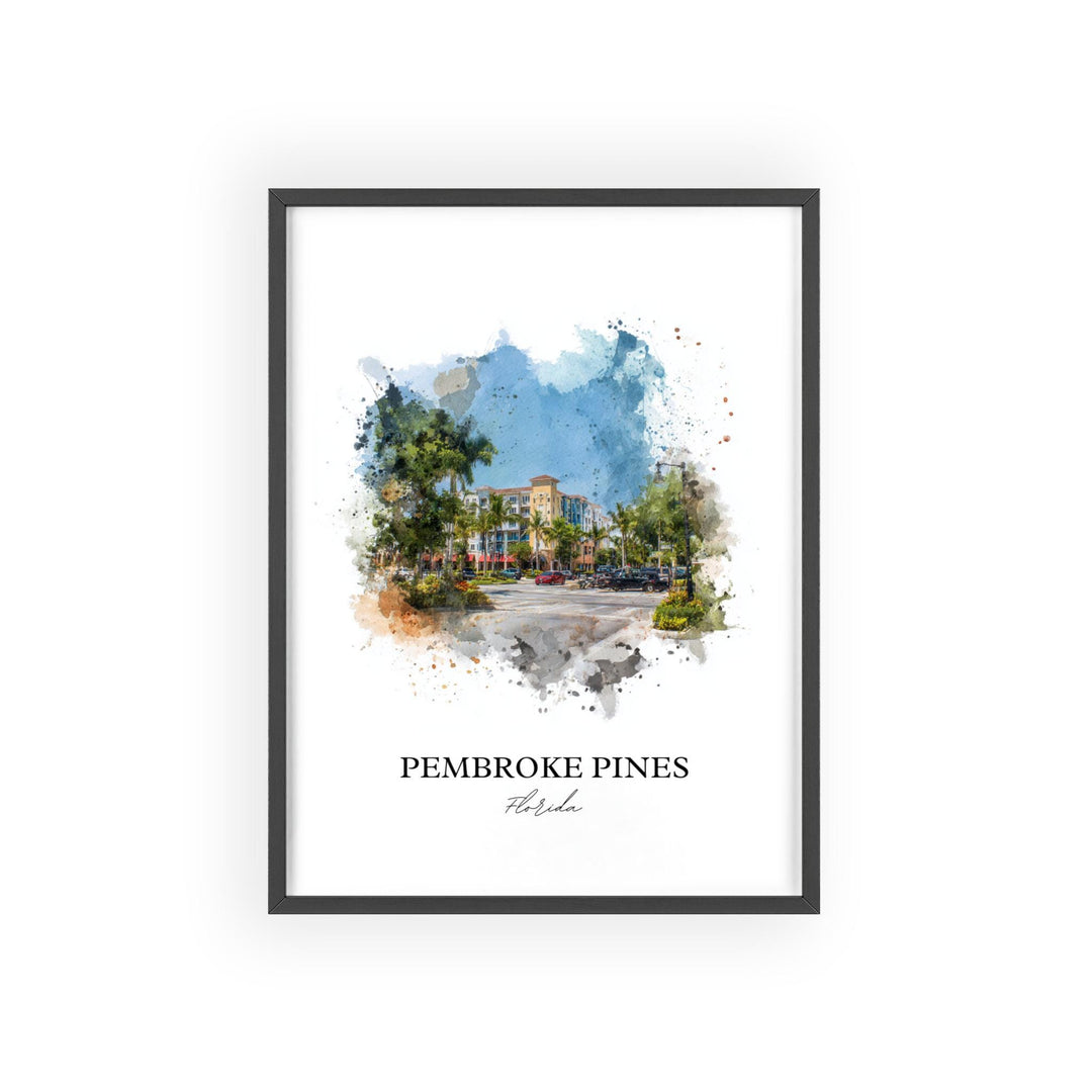 Pembroke Pines, Florida – Watercolor Art Print