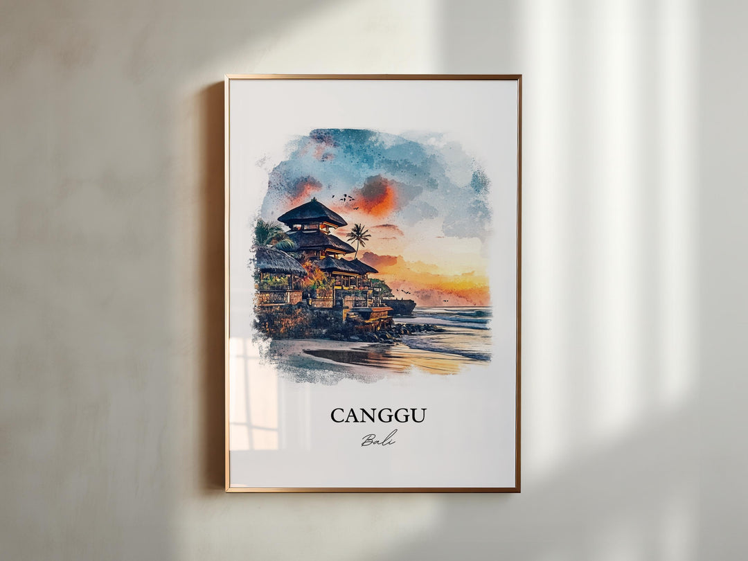 Canggu Wall Art, Bali Print, Bali Watercolor Art, Canggu Bali Gift, Travel Print, Travel Poster, Housewarming Gift