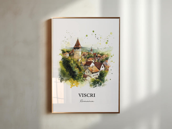 Viscri Romania Wall Art, Transylvania Print, Romania Watercolor Art, Viscri Romania Gift, Travel Print, Travel Poster, Housewarming Gift