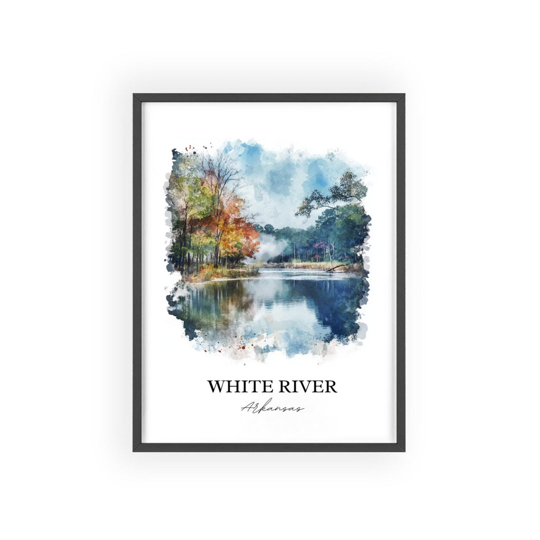 White River Wall Art, Boston Mountains Print, Arkansas Watercolor Art, White River Gift, Travel Print, Travel Poster, Housewarming Gift