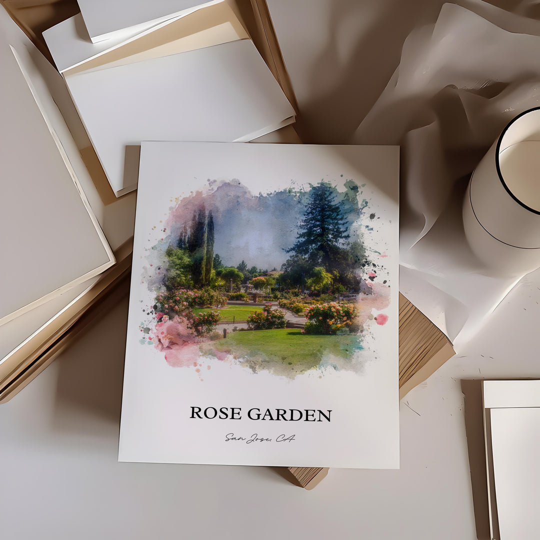 Rose Garden San Jose, CA – Watercolor Art Print