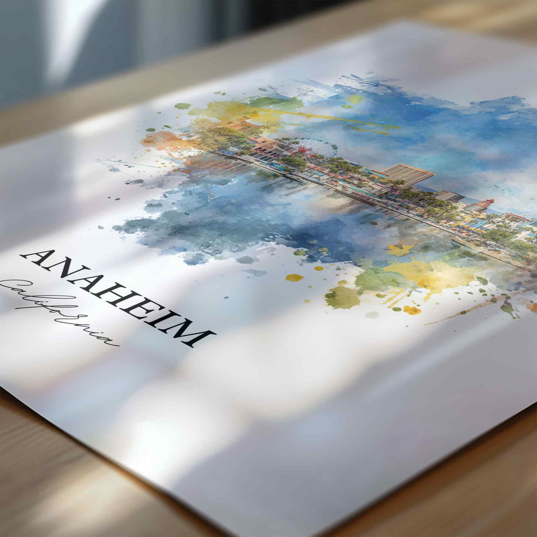 Anaheim CA Wall Art, Anaheim Print, Anaheim Watercolor Art, Anaheim California Gift, Travel Print, Travel Poster, Housewarming Gift