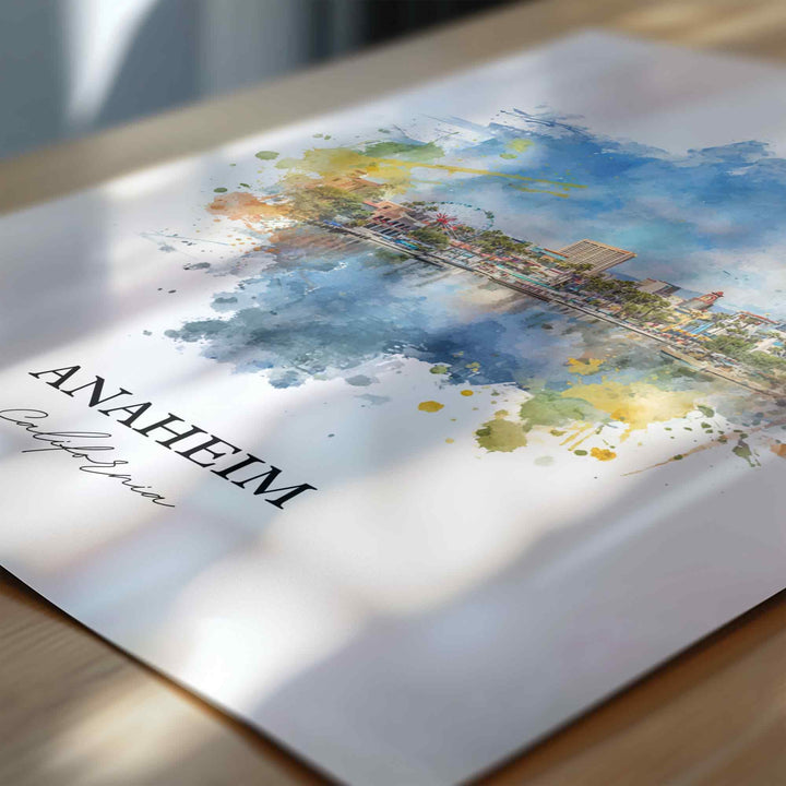 Anaheim CA Wall Art, Anaheim Print, Anaheim Watercolor Art, Anaheim California Gift, Travel Print, Travel Poster, Housewarming Gift