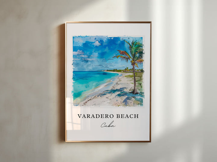 Varadero Beach Wall Art, Varadero Cuba Print, Varadero Watercolor Art, Cuba Beach Gift,