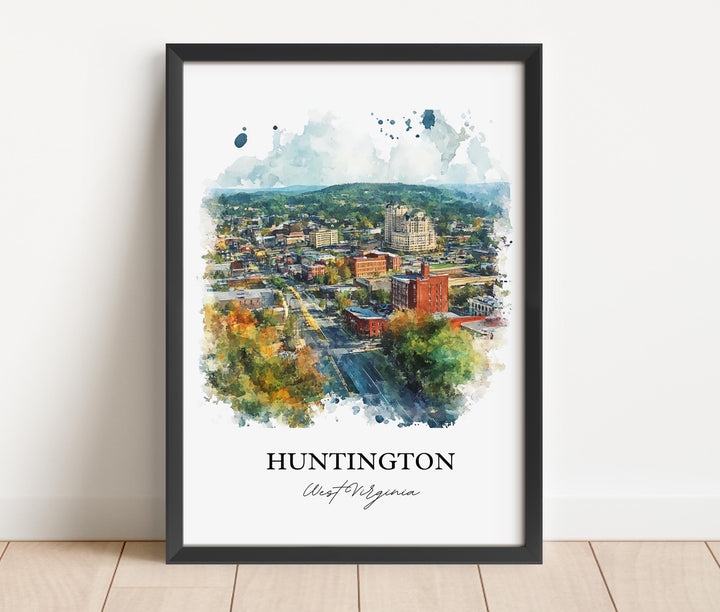 Huntington WV Wall Art, Cabell County Print, West Virginia Watercolor, Huntington WV Gift, Travel Print, Travel Poster, Housewarming Gift