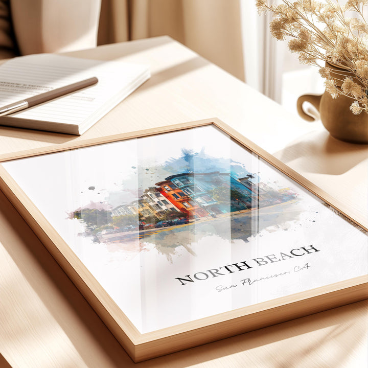 North Beach, California – Watercolor Art Print