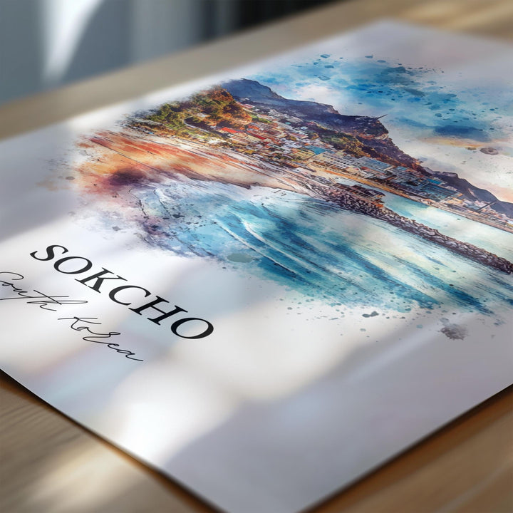 Sokcho-si Wall Art, Sokcho-si Print, South Korea Watercolor Art, Sokcho Gift, Travel Print, Travel Poster, Housewarming Gift