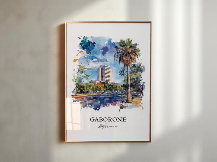 Gaborone, Botswana – Watercolor Art Print