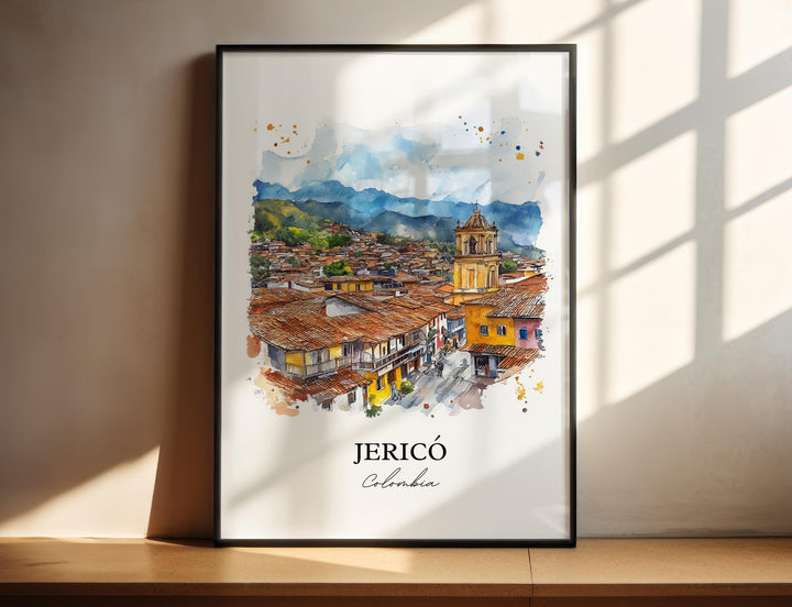 Jericó Colombia Wall Art, Antioquia Print, Colombia Watercolor Art, Jericó Colombia Gift, Travel Print, Travel Poster, Housewarming Gift