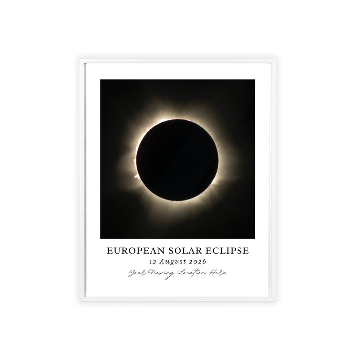 Solar Eclipse Wall Art, 2026 European Eclipse Poster Aug 12 Print, Custom Location