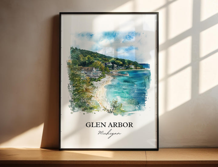 Glen Arbor, Michigan, USA – Watercolor Art Print
