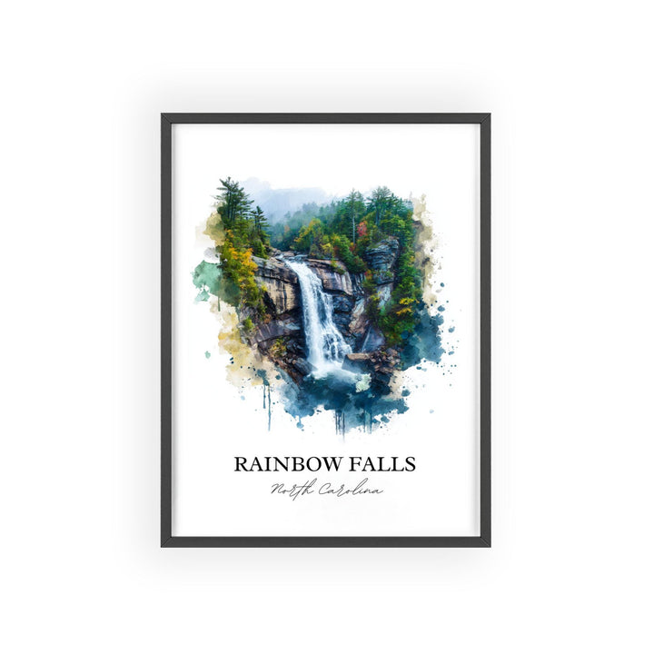 Rainbow Falls Wall Art, North Carolina Print, Rainbow Falls NC Artwork, Brevard Gift, Travel Print, Travel Poster, Housewarming Gift