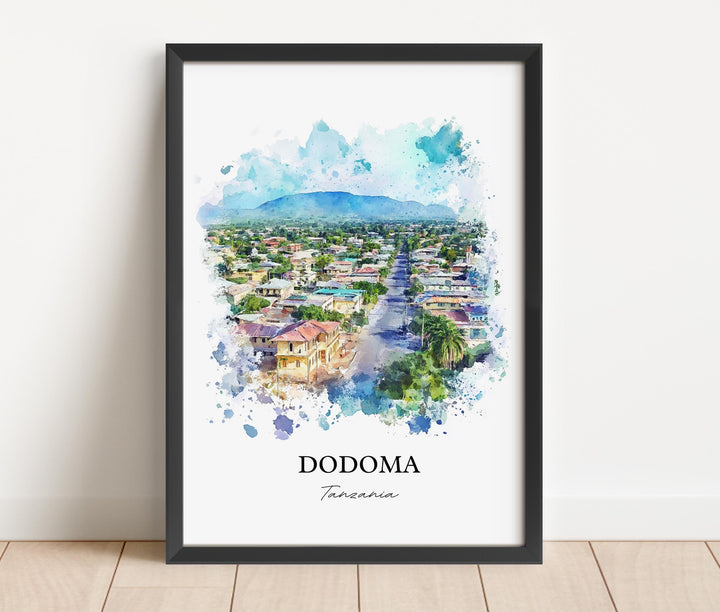 Dodoma Wall Art, Dodoma City Print, Tanzania Watercolor Art, Dodoma Tanzania Gift, Travel Print, Travel Poster, Housewarming Gift