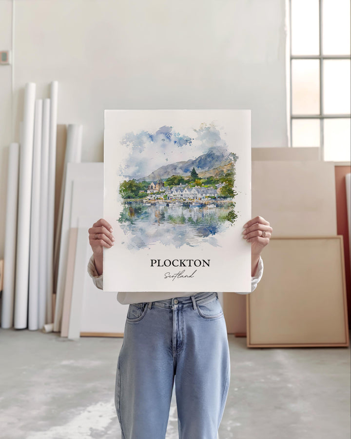Plockton Wall Art, Plockton Scotland Print, Scotland Watercolor Art, Plockton Gift, Travel Print, Travel Poster, Housewarming Gift