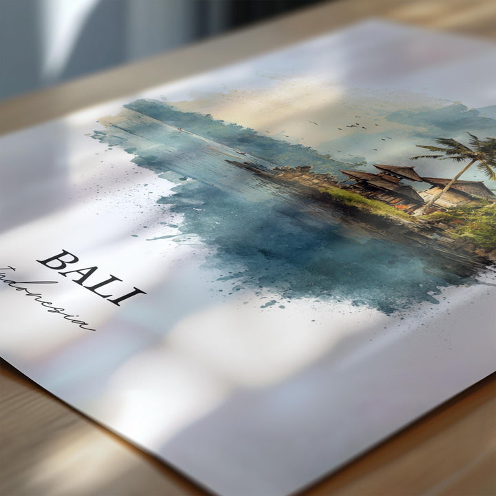 Bali Wall Art, Bali Print, Bali Indonesia Watercolor Art, Bali Indonesia Gift, Bali Travel Print, Travel Poster, Housewarming Gift