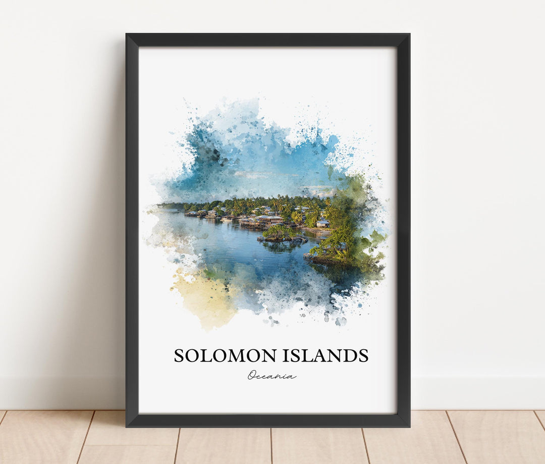 Solomon Islands Art, Solomon Islands Print, Oceania Watercolor Art, Solomon Islands Gift, Travel Print, Travel Poster, Housewarming Gift