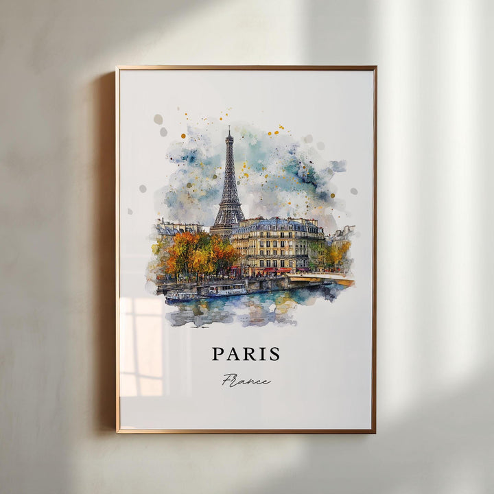 Paris France Wall Art, Paris Print, Paris Watercolor Art, Paris Skyline Gift, Paris FR Travel Poster, Housewarming Gift