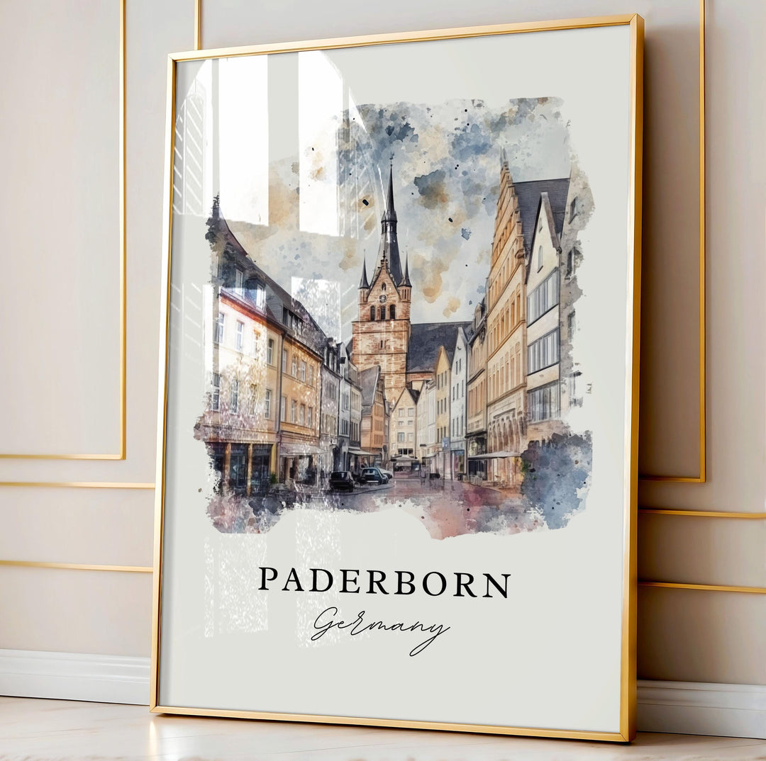 Paderborn, Germany – Watercolor Art Print