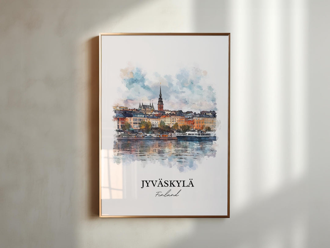 Jyväskylä Wall Art, Finnish Lakeland Print, Finland Watercolor Art, Jyväskylä Gift, Travel Print, Travel Poster, Housewarming Gift