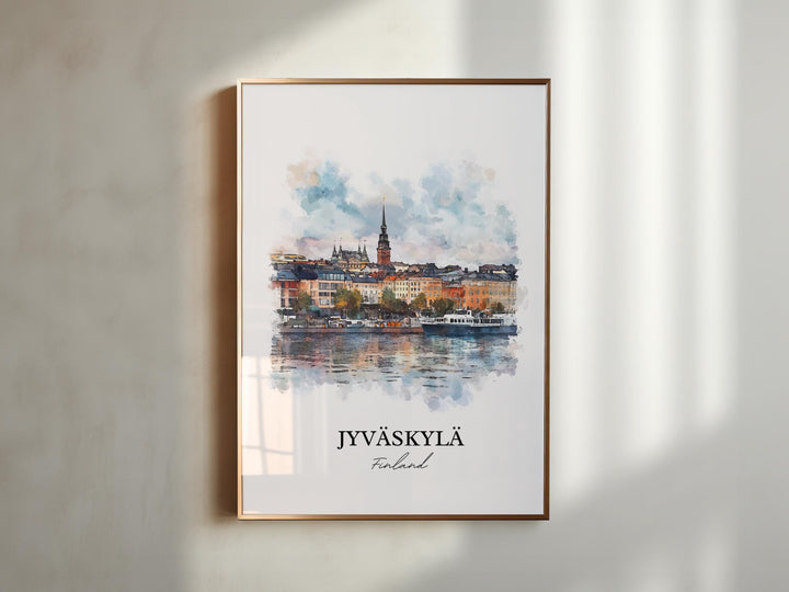 Jyväskylä Wall Art, Finnish Lakeland Print, Finland Watercolor Art, Jyväskylä Gift, Travel Print, Travel Poster, Housewarming Gift