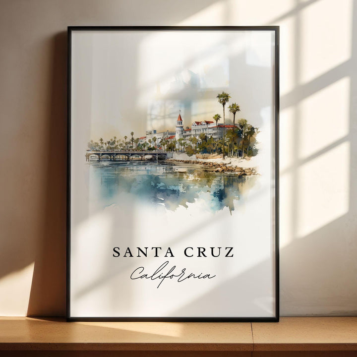 Santa Cruz CA wall art - California, Santa Cruz poster, Santa Cruz Wedding gift, Birthday present, Custom Text, Personalised Gift