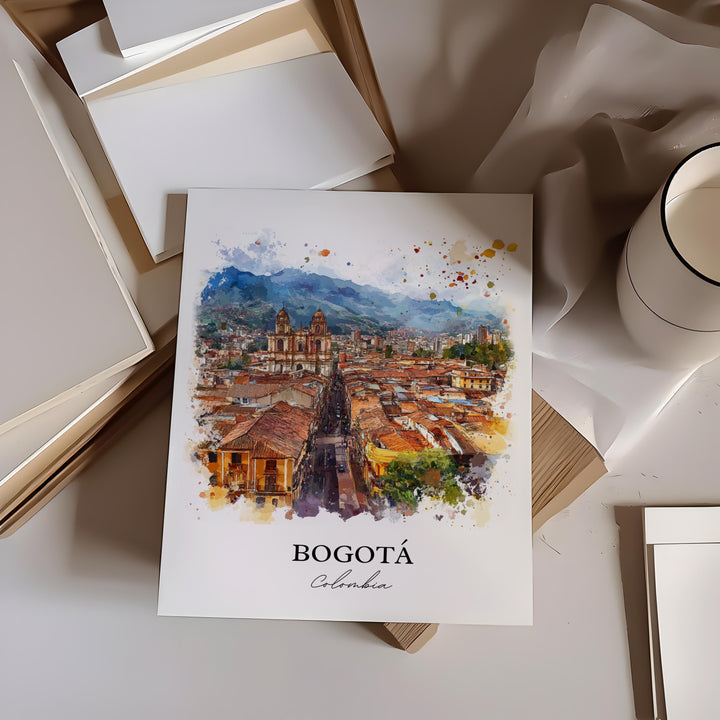 Bogotá Wall Art, Bogotá Colombia Print, Colombia Watercolor Art, Bogotá Skyline Gift, Travel Print, Travel Poster, Housewarming Gift