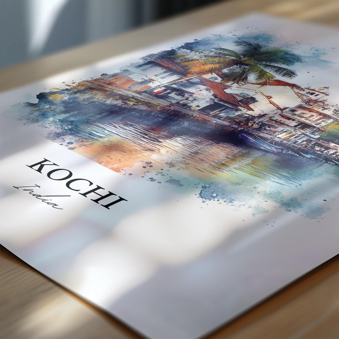 Kochi Wall Art, Kochi India Print, India Watercolor Art, Kochi India Gift, Travel Print, Travel Poster, Housewarming Gift