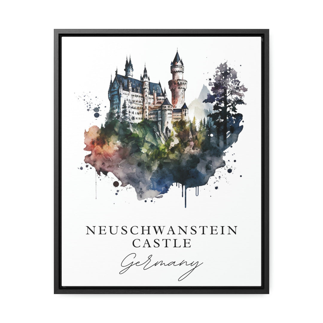 Neuschwanstein Art, Neuschwanstein Castle Print, Neuschwanstein Watercolor, Germany Gift,