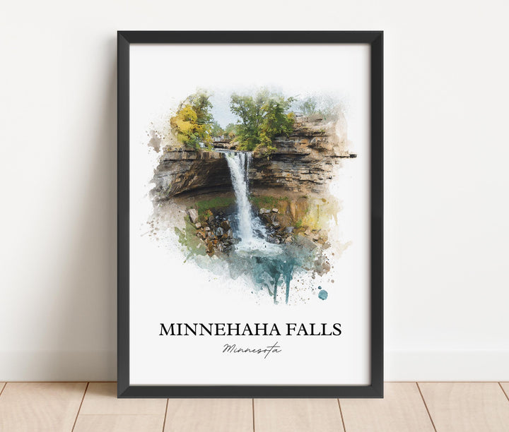 Minnehaha Falls Wall Art, Minneapolis Print, Minnesota Watercolor Art, Minnehaha Falls Gift, Travel Print, Travel Poster, Housewarming Gift