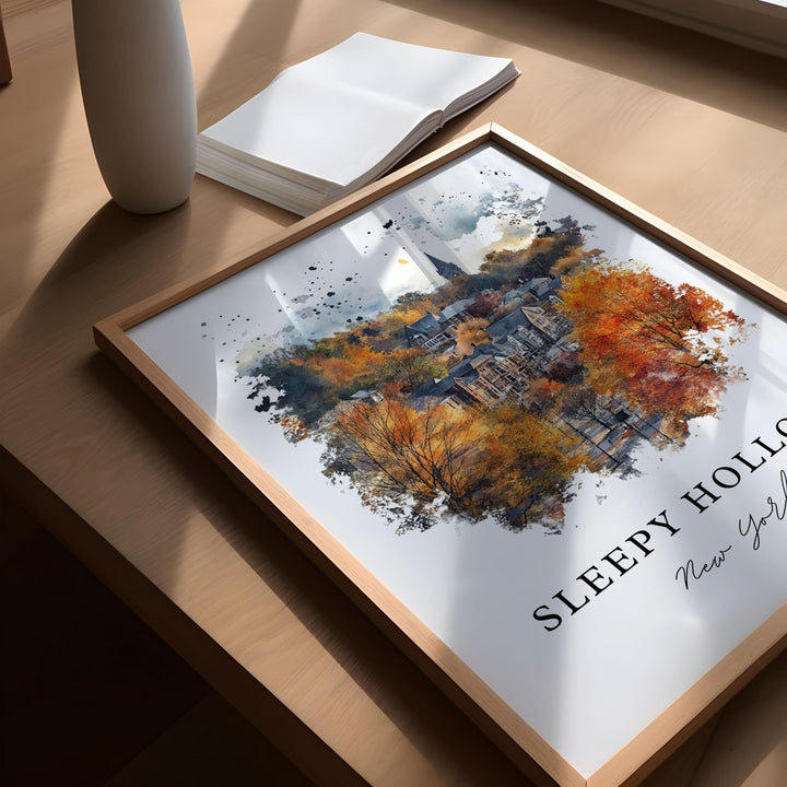 Sleepy Hollow NY Wall Art, Sleepy Hollow Print, Hudson Valley Watercolor Art, Tarrytown Gift,