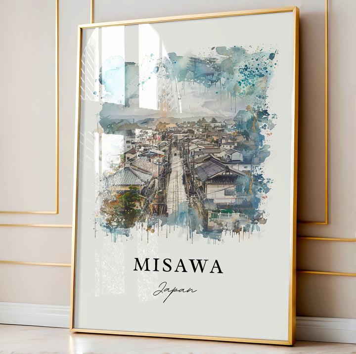 Misawa Japan Art, Misawa Japan Print, Misawa Watercolor Art, Aomori Prefecture Gift,