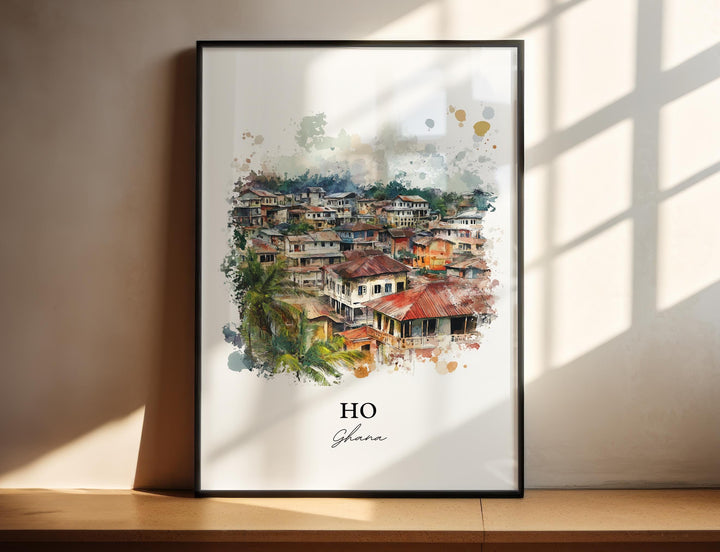 Ho Ghana Wall Art, Volta Region Print, Ghana Watercolor Art, Ho Ghana Gift, Travel Print, Travel Poster, Housewarming Gift