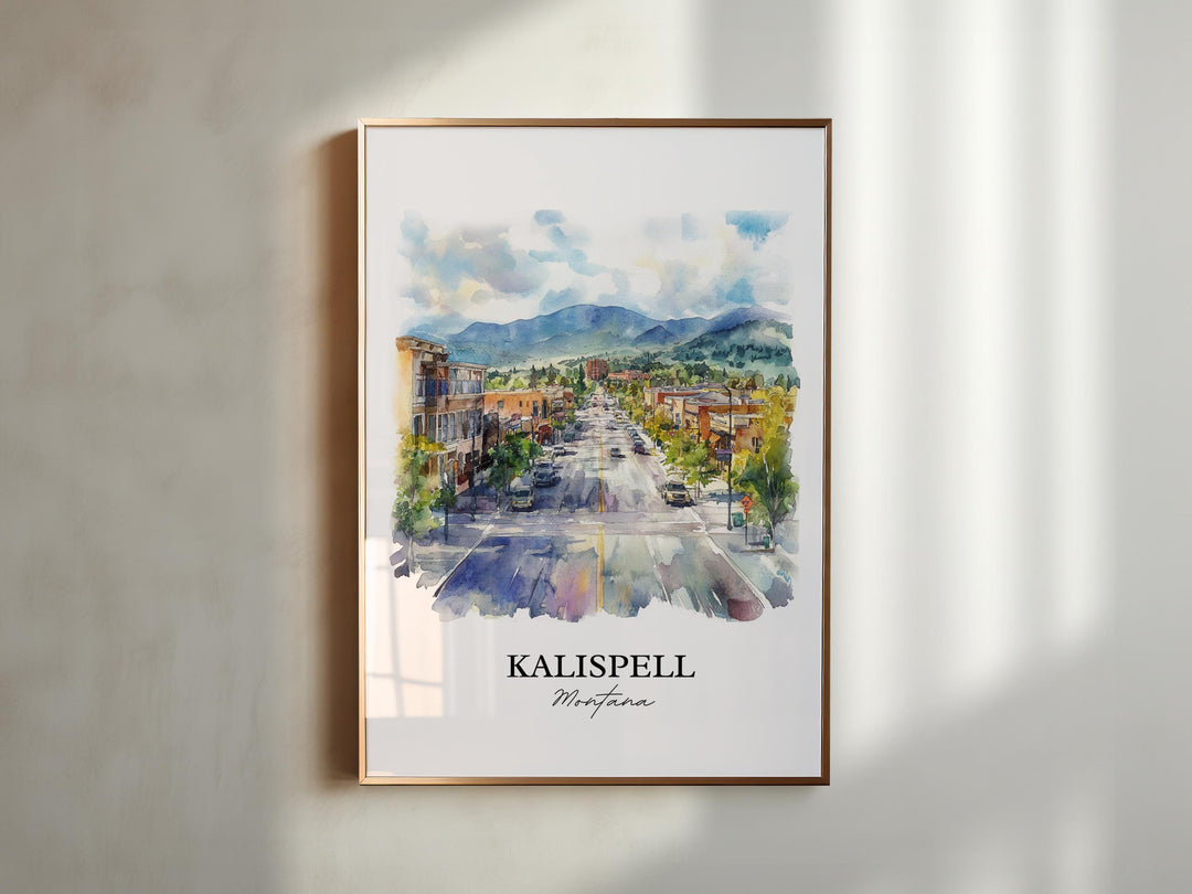 Kalispell MT Wall Art, Glacier National Park Print, Montana Artwork, Kalispell Montana Gift, Travel Print, Travel Poster, Housewarming Gift
