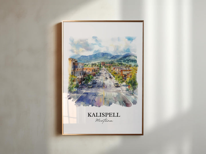Kalispell MT Wall Art, Glacier National Park Print, Montana Artwork, Kalispell Montana Gift, Travel Print, Travel Poster, Housewarming Gift