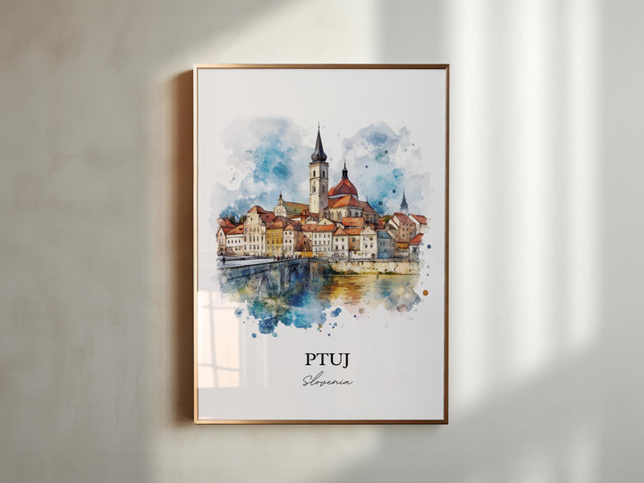 Ptuj Slovenia Wall Art, Styria Region Print, Slovenia Watercolor Art, Ptuj Gift, Travel Print, Travel Poster, Housewarming Gift