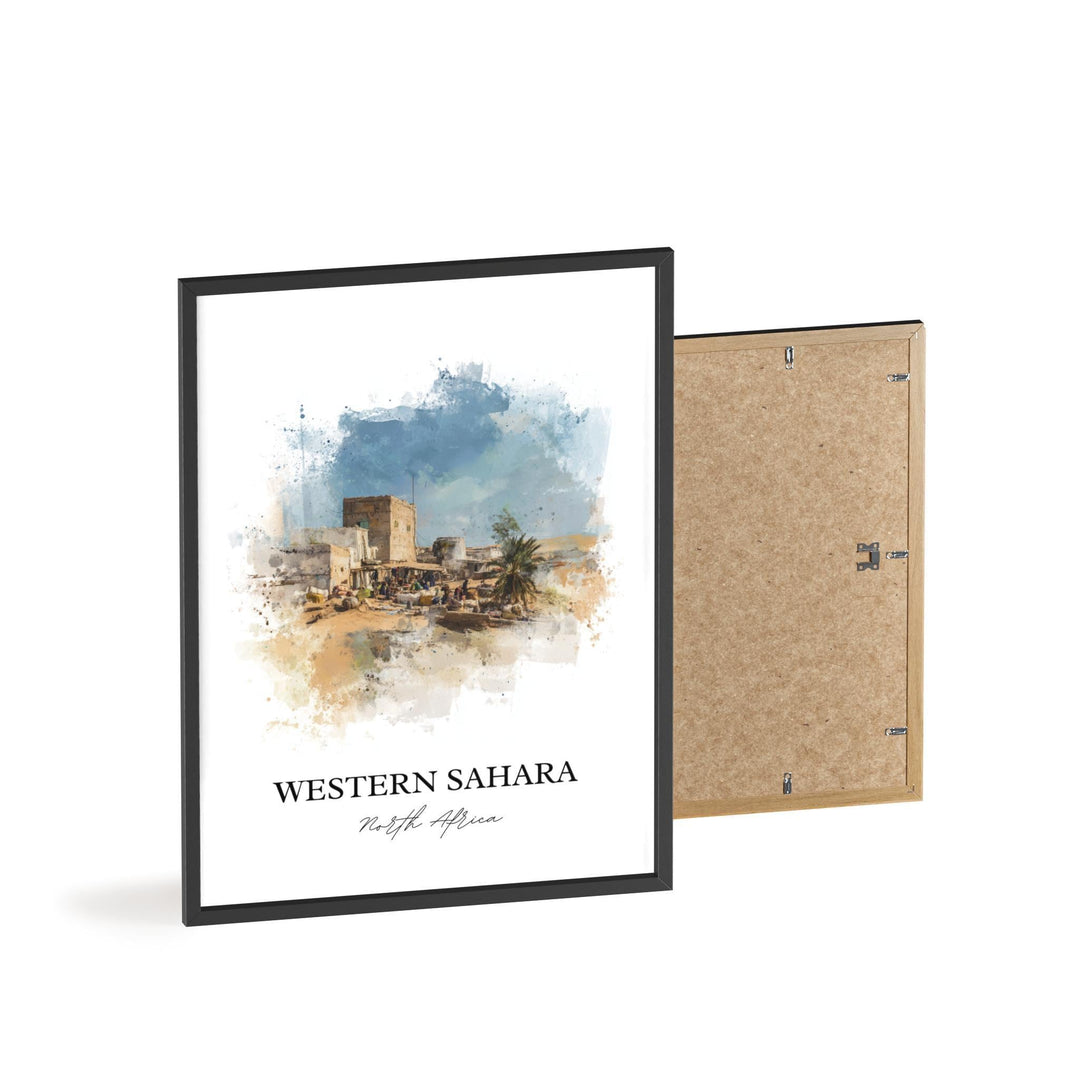 Western Sahara Wall Art, Africa Prints, Sahara Watercolor Art, Western Sahara Gift, Travel Print, Travel Poster, Housewarming Gift