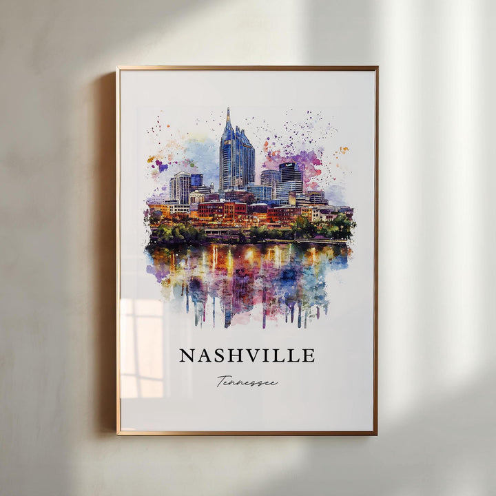 Nashville TN Wall Art, Nashville Print, Nashville Watercolor Art, Nashville Tennessee Gift,