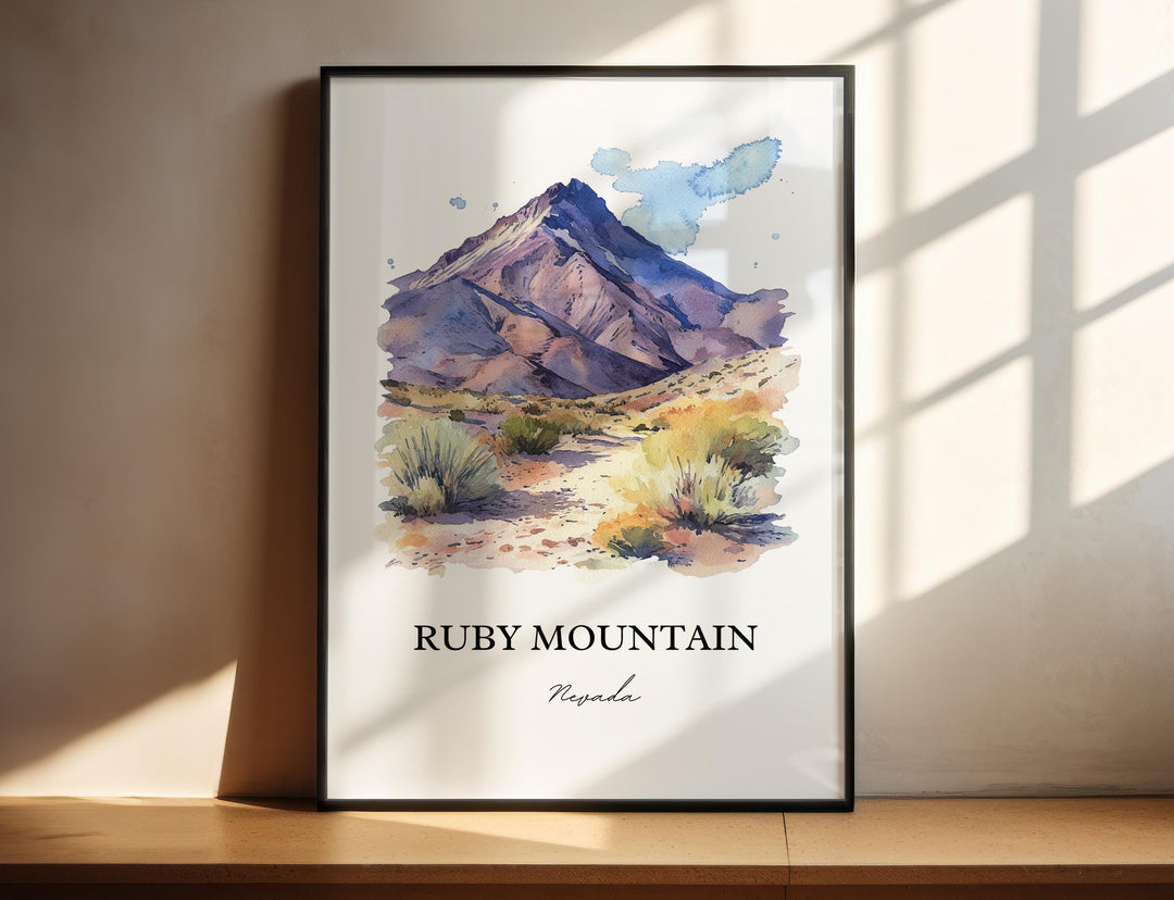 Ruby Mountains NV Wall Art, Elko County Print, Nevada Watercolor Art, Ruby Mountains Gift, Travel Print, Travel Poster, Housewarming Gift